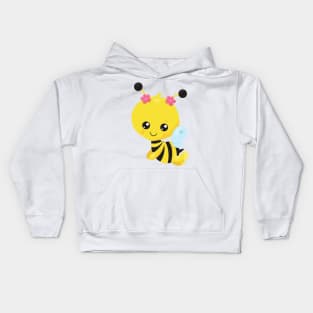 Cute Bee, Little Bee, Honey Bee, Flowers Kids Hoodie